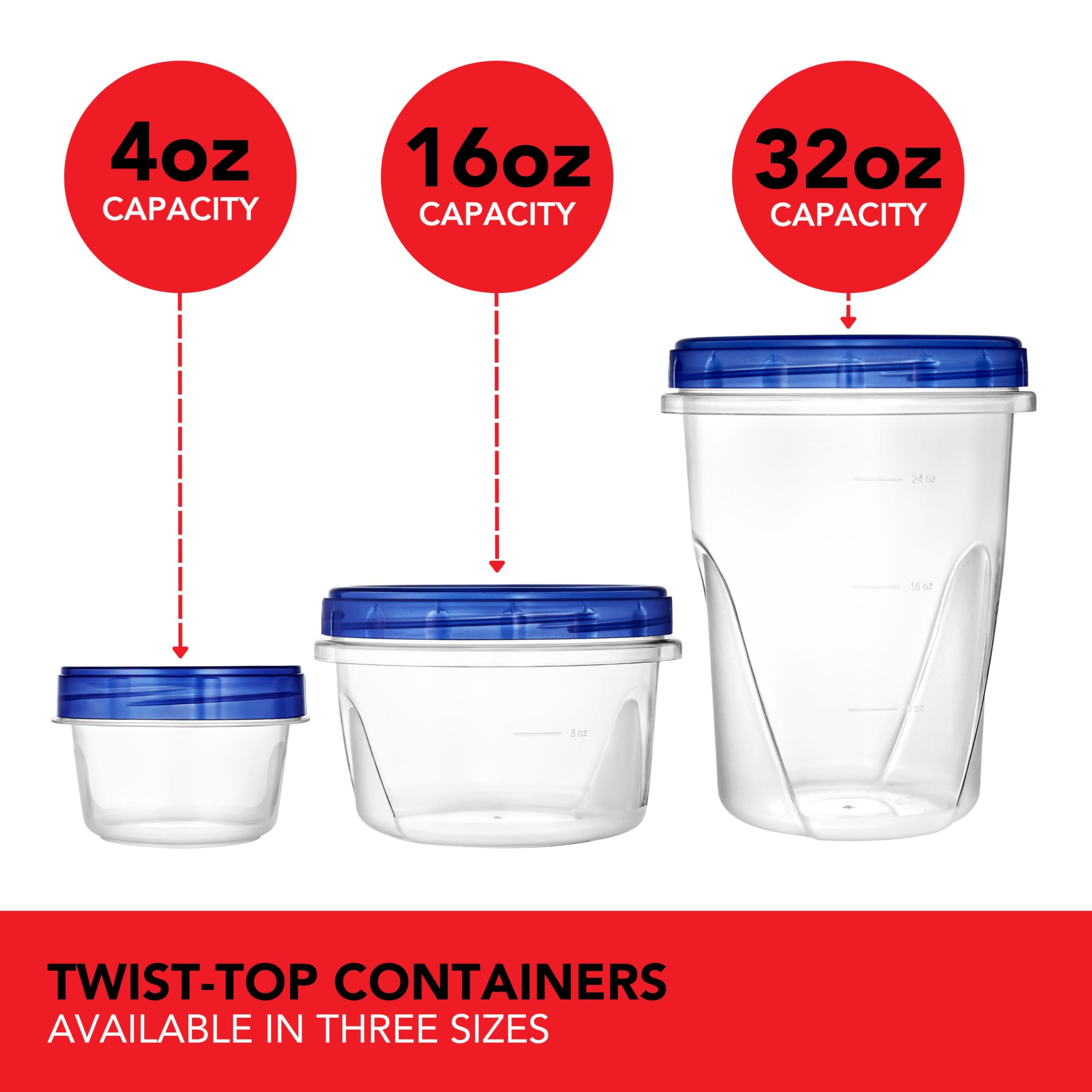 Stock Your Home 4oz Plastic Containers with Twist Top Lids (6 Pack), 1/2 Cup Small Freezer Containers for Leftover Food, Airtight Reusable Soup Containers with Lids, Microwave and Dishwasher Safe