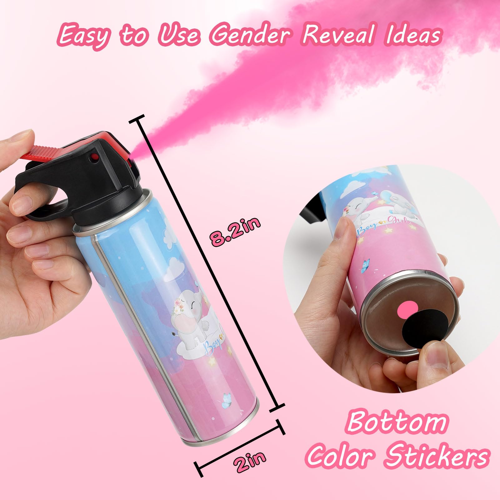 Gender Reveal Smoke Bombs, Gender Reveal Fire Extinguisher, Biodegradable Gender Reveal Party Supplies, Boy or Girl Baby Shower Gender reveal Ideas(2 Pink)