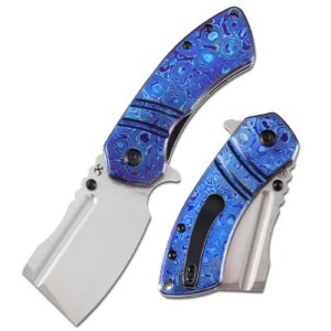 kansept m+ korvid pocket folding knives pocket knife 3.07''stonewashed cpm s35vn blade,timascus handle,cleaver pocket folding knife for everyday carry k2030c1u