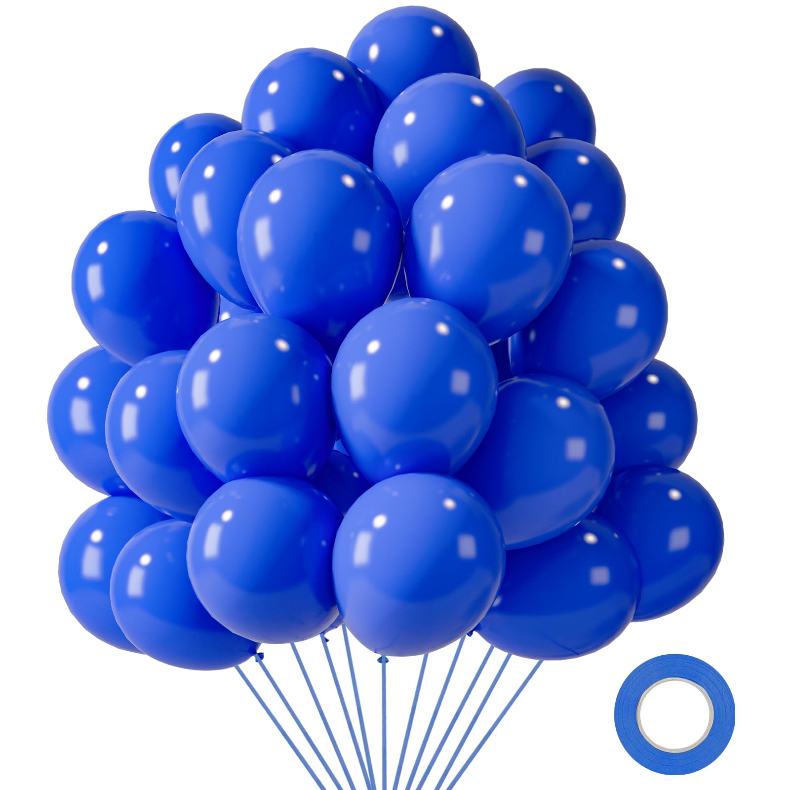 LovesTown 110PCS Dark Blue Latex Balloons, 12 Inch Royal Blue Thicken Helium Balloons with Ribbon for Boys Birthday Graduation Engagement Baby Shower Party Decorations