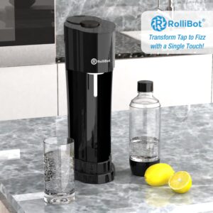 Rollibot Sparkling Water Maker Soda Maker (CO2 Cylinder Not Included), One Button Carbonating, 1L/ 33.8 fl-oz BPA-Free Water Bottle, Compatible with Screw-in Type CO2 Cylinders