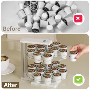 AntsandAnts K Cup Holder: 2-Tier K Cup Organizer 360° Smooth Spin Joy Ease, Coffee Pod Holder Stylish Design for Home Kitchen Office, Compatible with 30 Keurig K-Cup Pods