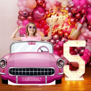 Pink Cars Convertible Photo Booth Props Doll Party Decorations Decor Party Favors for Girls Doll Princess Birthday Party