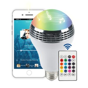 iyuniot led music light bulb,smart 9w bluetooth speaker light bulb color changing light with remote,timer light dynamic music sync mode-birthday party room home decoration 1 pack