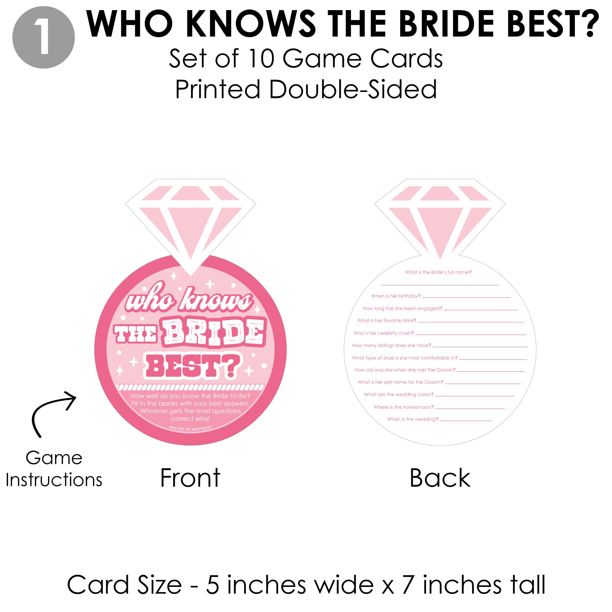 Big Dot of Happiness Last Rodeo - 4 Pink Cowgirl Bridal Shower Games - 10 Cards Each - Who Knows The Bride Best, Bride or Groom Quiz, What’s in Your Purse and Love - Gamerific Bundle