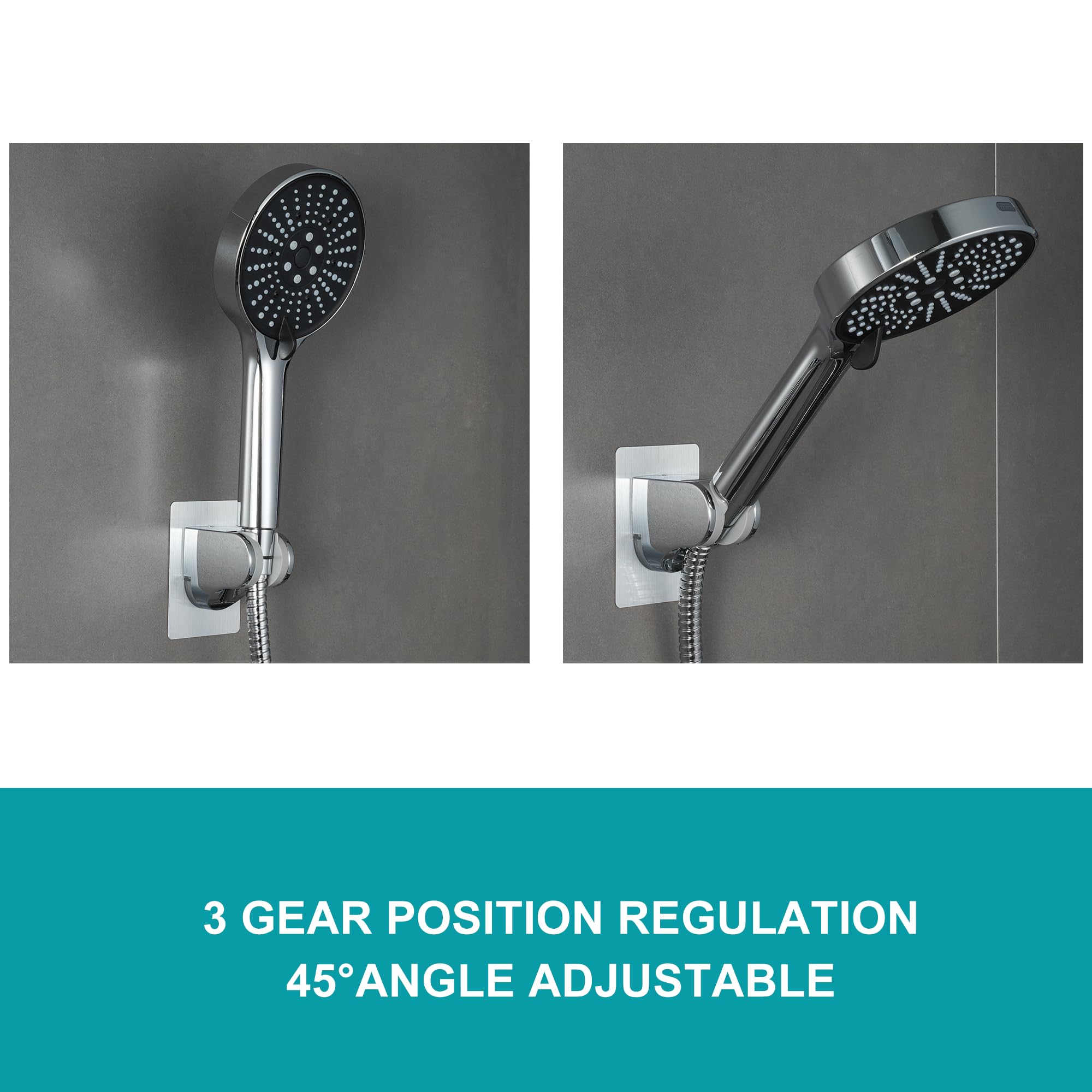 GwernKB Strong Adhesive and Waterproof Shower Head Holder for Handheld Showerhead Adjustable No Drilling Wall Mount Bracket for RV Kids Bathroom Shower,Fix Firmly and Use Conveniently