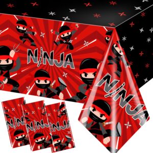 bezkega 3pcs ninja birthday tablecloths,ninja birthday party decoration karate theme table covers waterproof rectangle for kid ninja master birthday party supplies