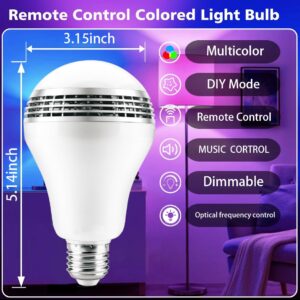 IYUNIOT led Music Light Bulb,Smart 9W Bluetooth Speaker Light Bulb Color Changing Light with Remote,Timer Light Dynamic Music Sync Mode-Birthday Party Room Home Decoration 1 Pack