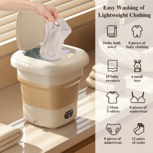 Portable Washing Machine,Mini Washer 9L High Capacity for Underwear,Baby Clothes,Socks,Pet Items and Small Items,Foldable Washing Machine for Apartments,Camping,Travel,Dormitory,Hotel (Cream)