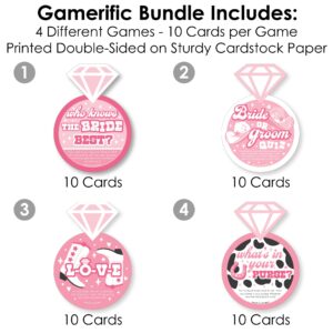 Big Dot of Happiness Last Rodeo - 4 Pink Cowgirl Bridal Shower Games - 10 Cards Each - Who Knows The Bride Best, Bride or Groom Quiz, What’s in Your Purse and Love - Gamerific Bundle