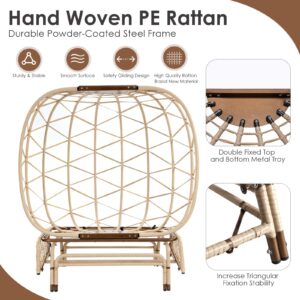 RADIATA Oversized Wicker Double Egg Chair w/ 7 Cushions 500lb Capacity Lounge Basket with Strong Heavy-Duty Steel Frame for Indoor Outdoor Patio Backyard Living Room (Beige)