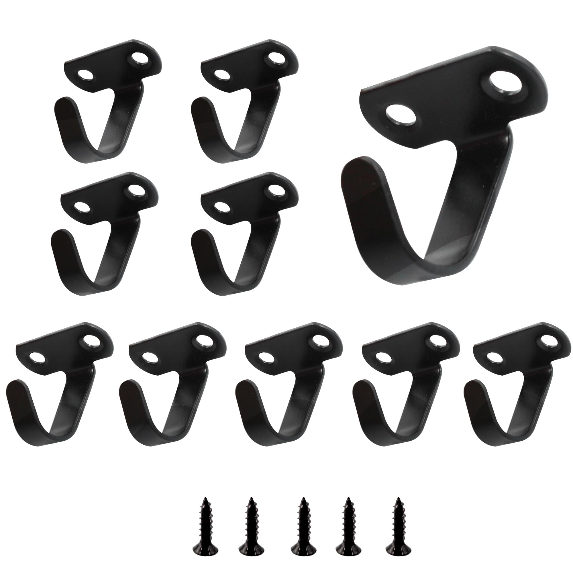 AUXBC Screw Mounted Ceiling Hooks, Stainless Steel, Heavy Duty Top Hook, Under-Shelf Towel/Robe Clothes Hook, Black Coat Hook with Mounting Screws for Bathroom Kitchen Cabinet Garage, 10pcs