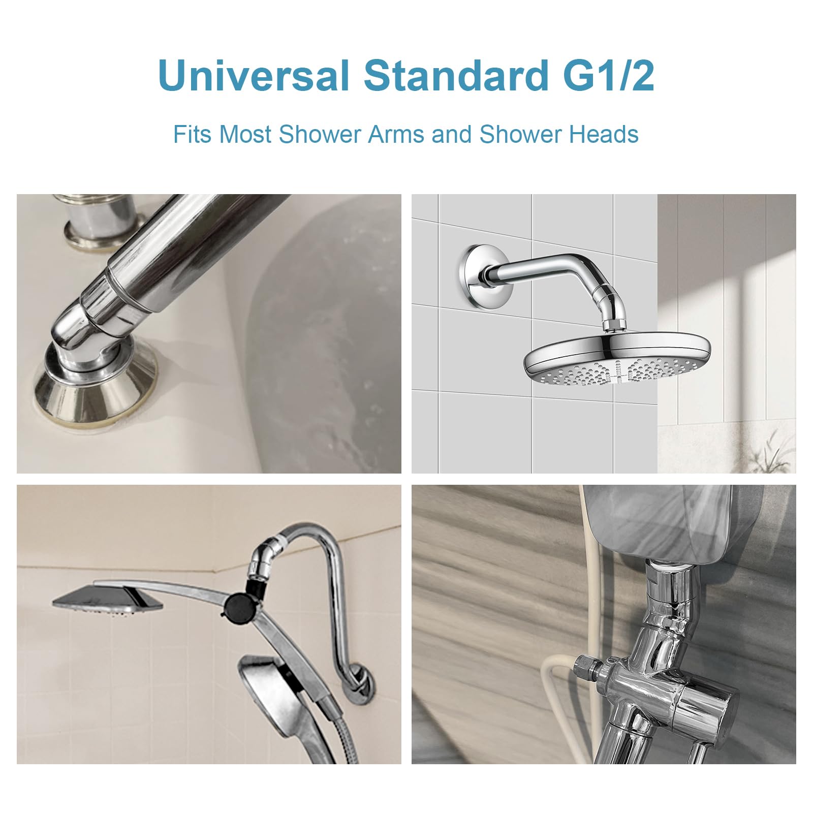 OFFO Shower Head Elbow Adapter, All Metal Handheld Shower Head Elbow Adapter Shower Arm Angle Adapter 135 Degrees, Chrome