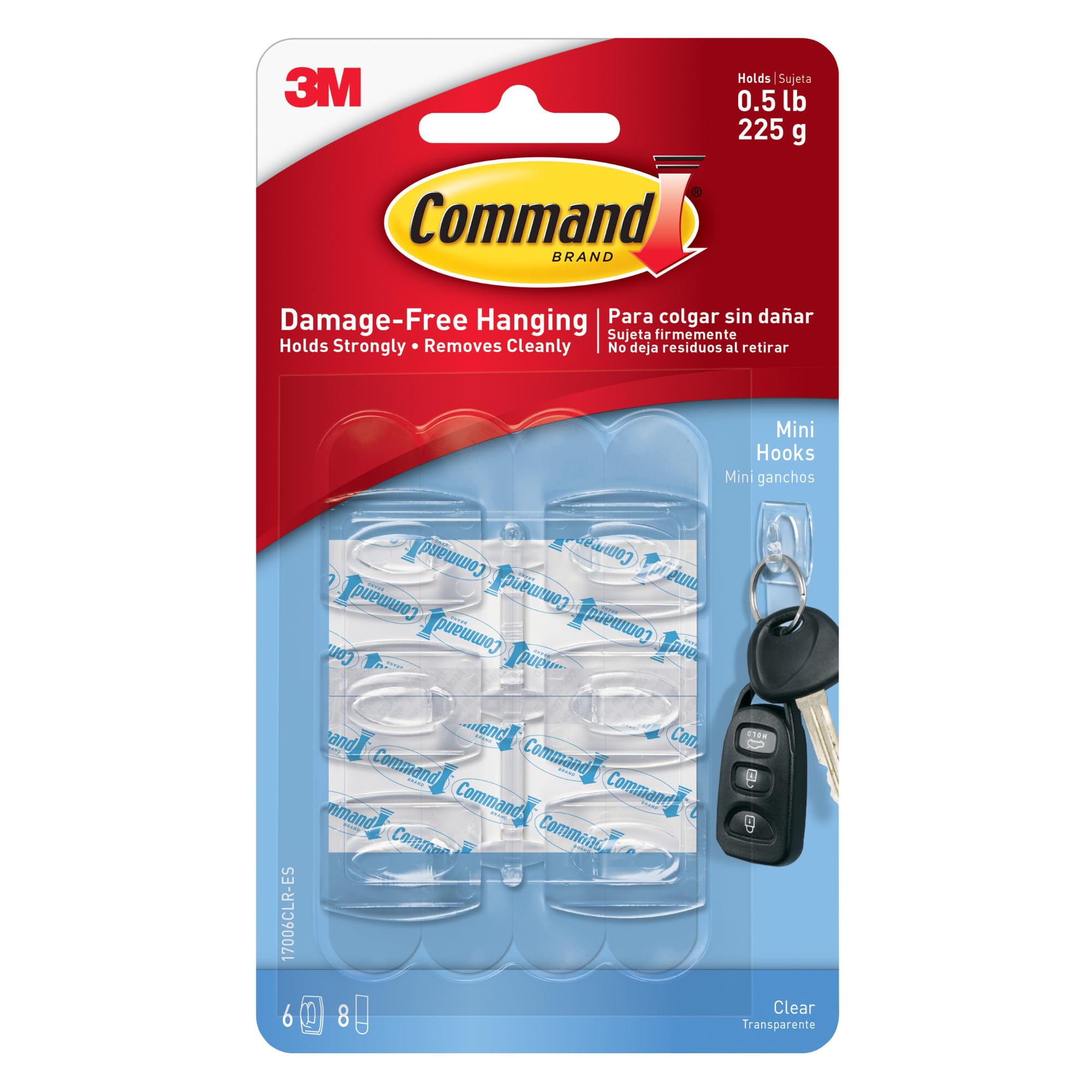 Command™ Clear Mini Hooks Mega Pack 17006CLR-42ES, 42 hooks, 48 Strips