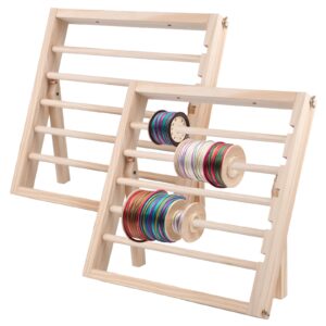 2pcs ribbon storage racks, wooden ribbon holders, ribbon storage stands, ribbon rack organizers for gift wrapping paper, cellophane, vinyl rolls, arts and crafts items