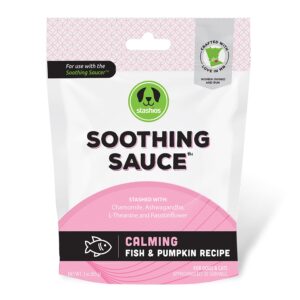 soothing sauce, fish & pumpkin/calming powder supplement for dogs & cats- all natural, anxiety relief, made in the usa