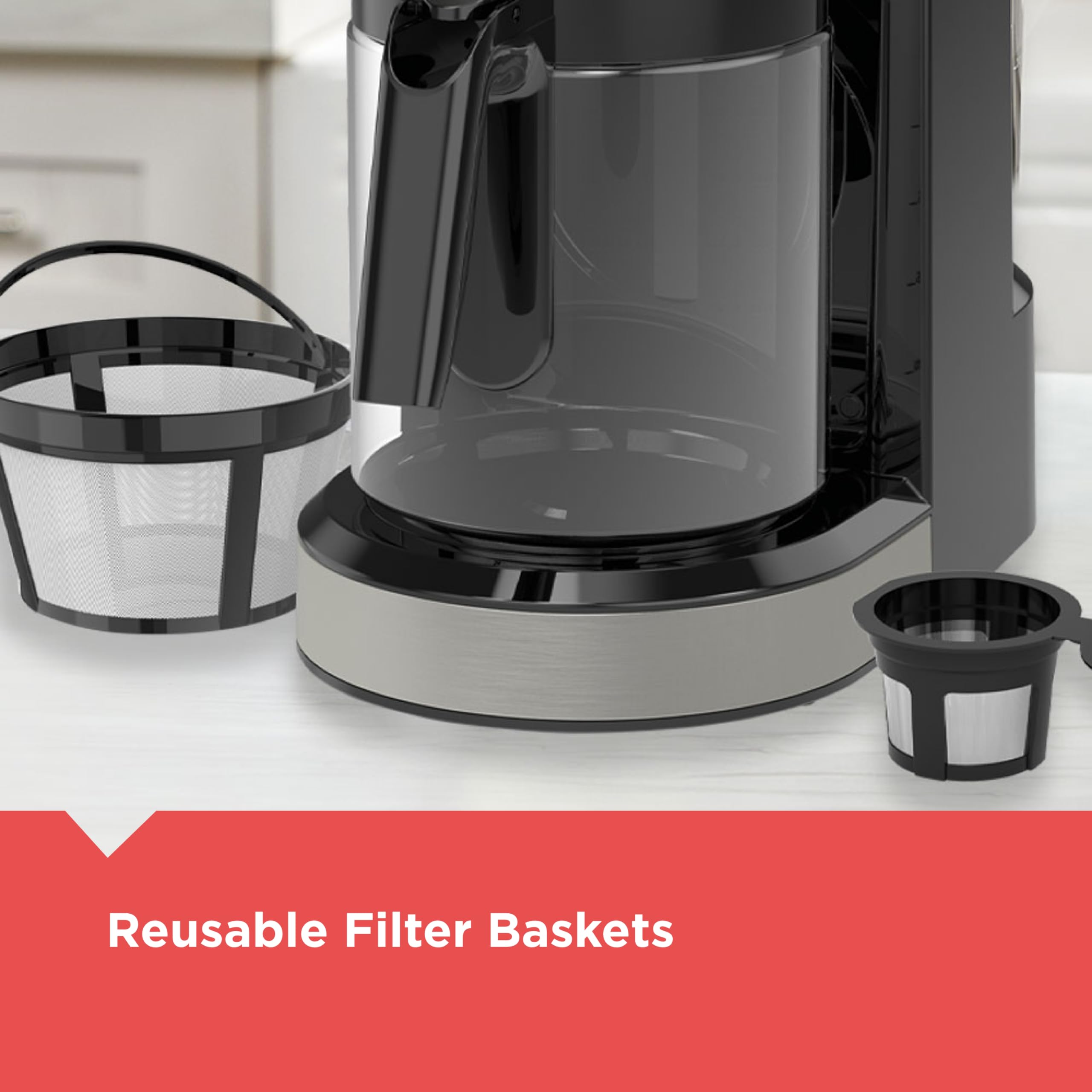 BLACK+DECKER Dual Brew 14-Cup Carafe Single Serve Coffee Maker with Auto-Clean Function, Compact Design, K-Cup & Reusable Ground Filter Compatible with 70 oz. Water Reservoir & Fast Brew Technology