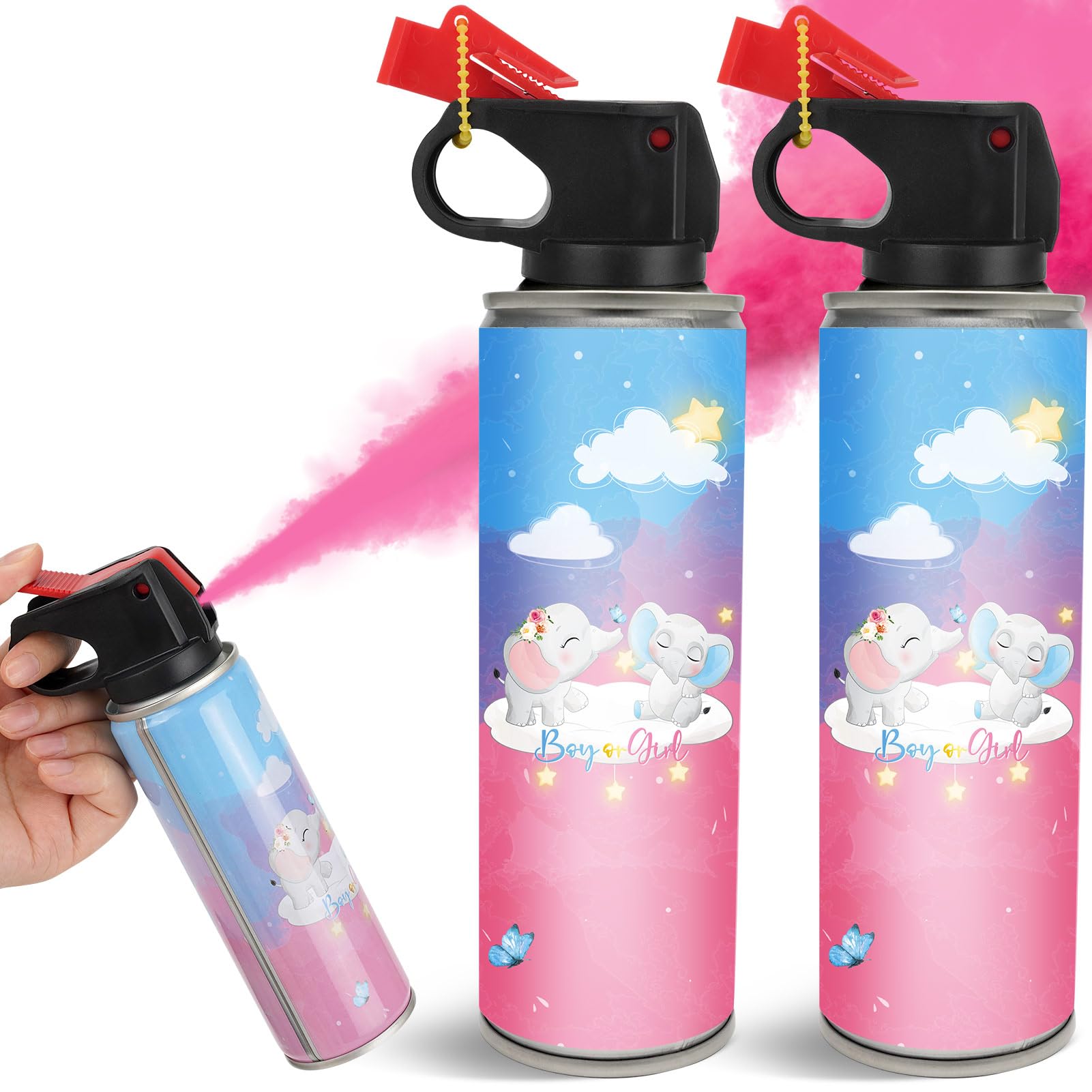 Gender Reveal Smoke Bombs, Gender Reveal Fire Extinguisher, Biodegradable Gender Reveal Party Supplies, Boy or Girl Baby Shower Gender reveal Ideas(2 Pink)