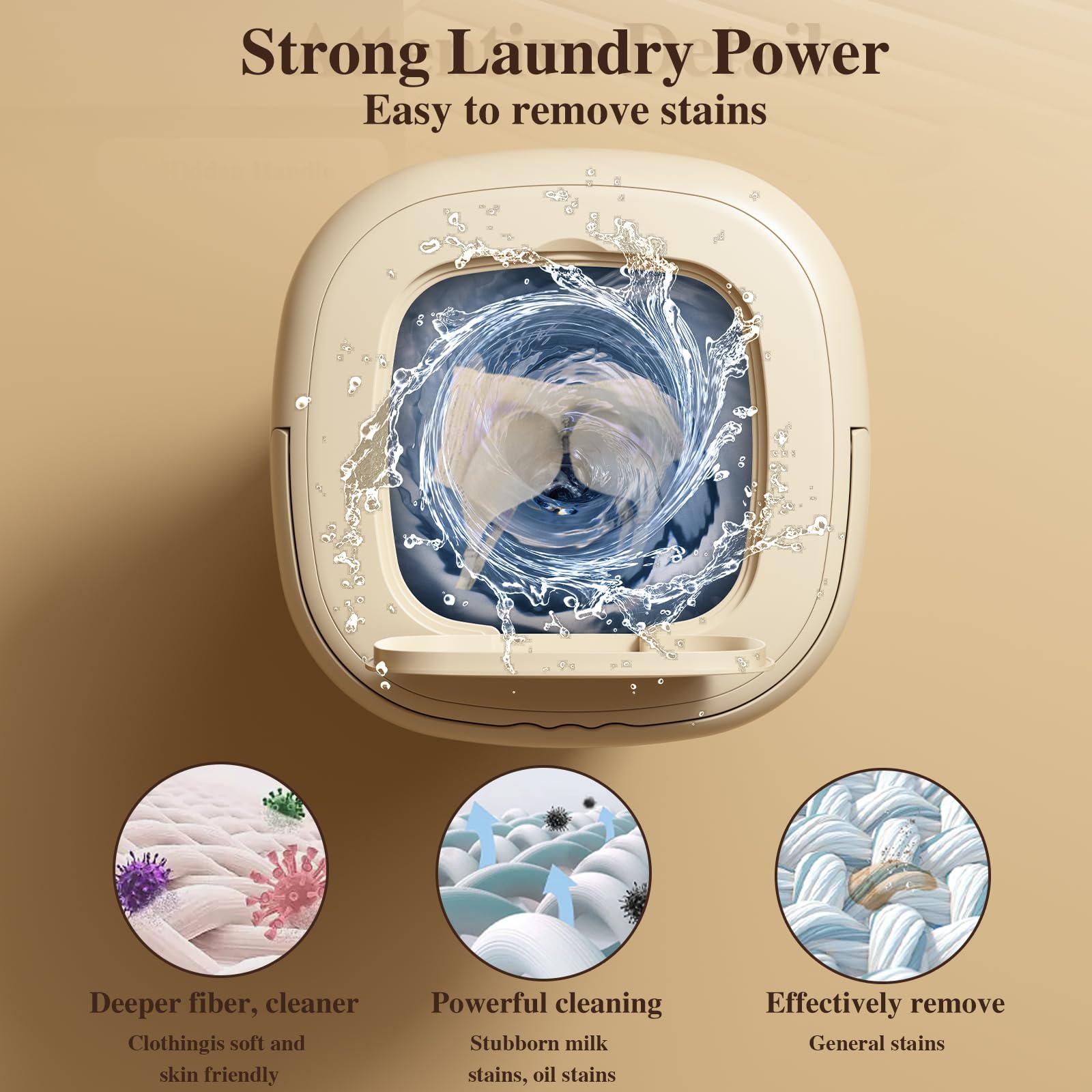 Portable Washing Machine,Mini Washer 9L High Capacity for Underwear,Baby Clothes,Socks,Pet Items and Small Items,Foldable Washing Machine for Apartments,Camping,Travel,Dormitory,Hotel (Cream)