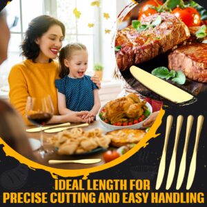 Gisafai 64 Pcs 9 Inch Gold Steak Knives Set Golden Serrated Knife Stainless Steel Steak Knife Butter Knife Dinner Knives for Kitchen Wedding Party Restaurant, Dishwasher Safe and Easy to Clean