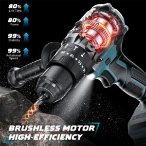 Cordless Power Drill for Makita 18v Battery: 3 Modes Electric Power Driver/Drill Kit Tool, 1/2 Inch Keyless Chuck Cordless Impact Drill Set, 20 Position, Variable Speed, for Home, Garden(No Battery)