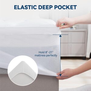 BDEUS Twin Mattress Topper, 1450 GSM Plush Pillow Top for Back Pain Relief, Quilted Fitted Mattress Protector with 8-21" Deep Pocket, Soft Mattress Pad Twin Size - 39"x 75" White