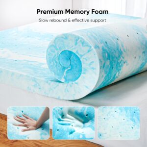 Marsail 2-inch Queen Memory Foam Mattress Topper, Gel Infused Cooling Mattress Topper, Soft Mattress Topper for Sleeper Sofa, RV, Camper, CertiPUR-US Certified