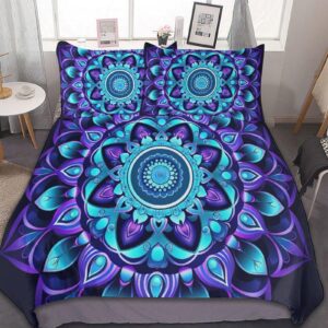 hippie duvet cover full size - super soft aesthetic comforter cover set, 3pcs breathable microfiber bedding set with zipper closure