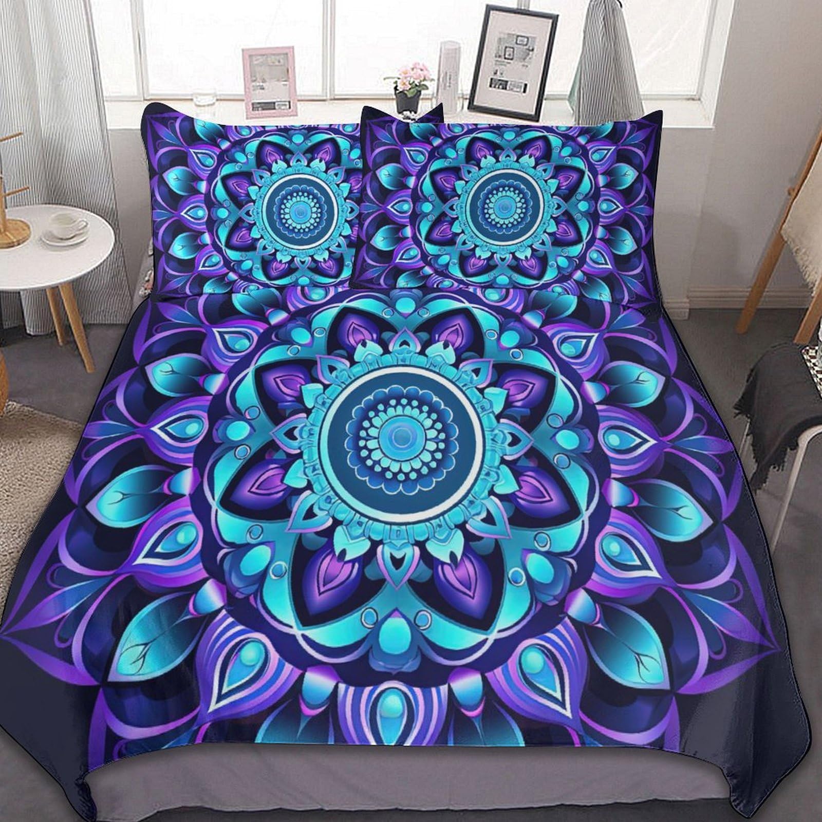 Hippie Duvet Cover Full Size - Super Soft Aesthetic Comforter Cover Set, 3PCS Breathable Microfiber Bedding Set with Zipper Closure