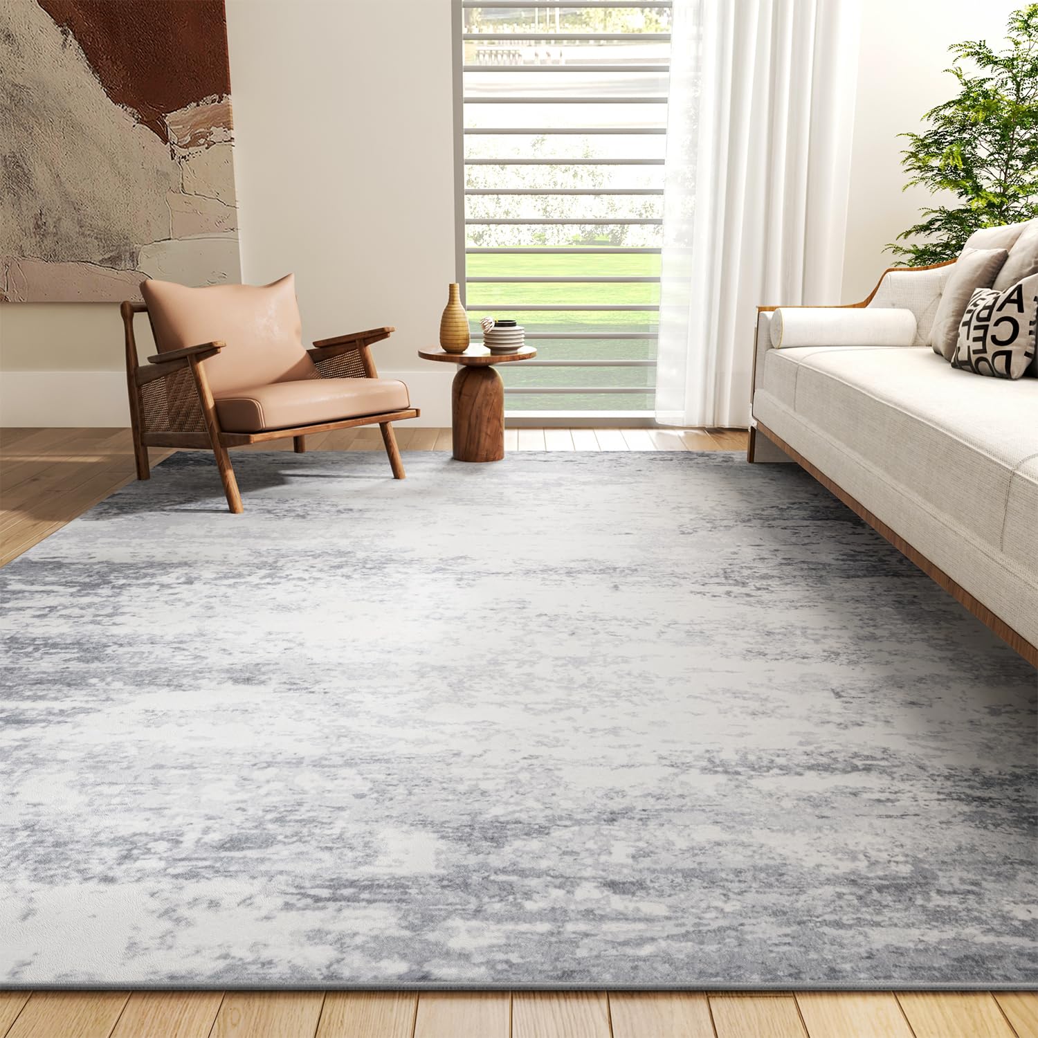 AMOAMI Area Rugs 5x7 Distressed Modern Abstract Washable Rug Soft Fluffy Indoor Carpet Non Slip Area Rug for Living Room Bedroom Dining Room Playroom Office