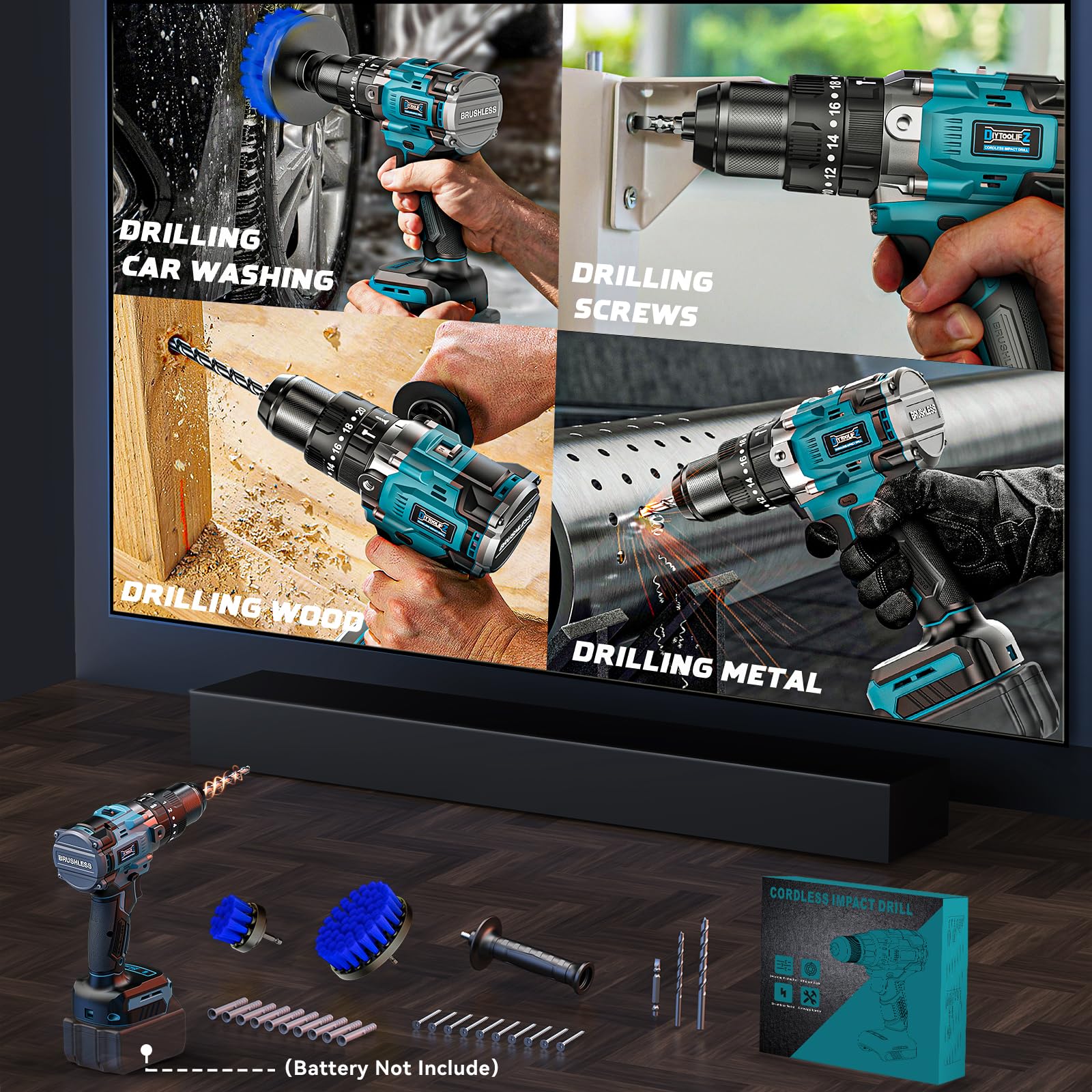 Cordless Power Drill for Makita 18v Battery: 3 Modes Electric Power Driver/Drill Kit Tool, 1/2 Inch Keyless Chuck Cordless Impact Drill Set, 20 Position, Variable Speed, for Home, Garden(No Battery)