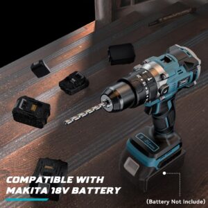 Cordless Power Drill for Makita 18v Battery: 3 Modes Electric Power Driver/Drill Kit Tool, 1/2 Inch Keyless Chuck Cordless Impact Drill Set, 20 Position, Variable Speed, for Home, Garden(No Battery)