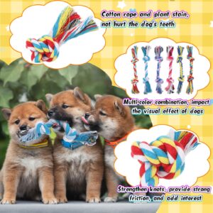 RoundFunny 100 Pieces Knot Rope Dog Toys Multi Color Puppy Knot Chew Toy Cotton Puppy Toys Dental Dog Teething Toys 2 Knot Dog Tug for Small and Medium Dogs Aggressive Chewers Supplies