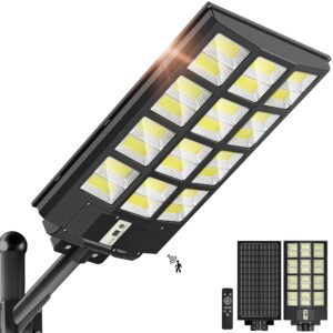 okpro 6000w solar street lights outdoor - 7000k solar lights outdoor waterproof dusk to dawn, commercial solar parking lot lights with motion sensor, solar powered led street light for yard, outside