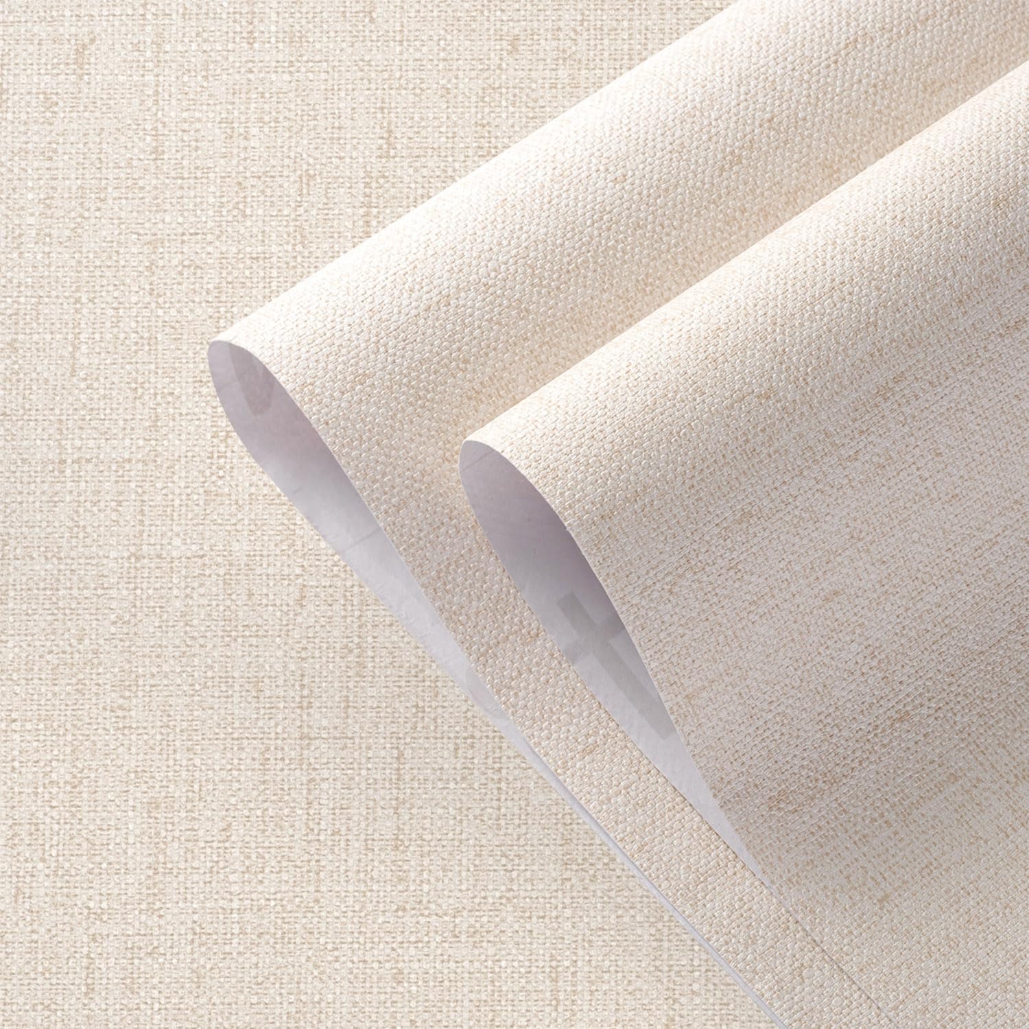 Akywall Beige Peel and Stick Wallpaper Grasscloth Contact Paper Textured Removable Fabric Linen Self Adhesive Stick on Wall Paper Waterproof Vinyl Roll for Cabinet Drawer 15.7" x 78.7"