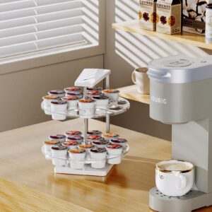 AntsandAnts K Cup Holder: 2-Tier K Cup Organizer 360° Smooth Spin Joy Ease, Coffee Pod Holder Stylish Design for Home Kitchen Office, Compatible with 30 Keurig K-Cup Pods