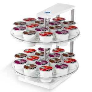 antsandants k cup holder: 2-tier k cup organizer 360° smooth spin joy ease, coffee pod holder stylish design for home kitchen office, compatible with 30 keurig k-cup pods