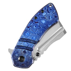 KANSEPT M+ Korvid Pocket Folding Knives Pocket Knife 3.07''Stonewashed CPM S35VN Blade,Timascus Handle,Cleaver Pocket Folding Knife for Everyday Carry K2030C1U