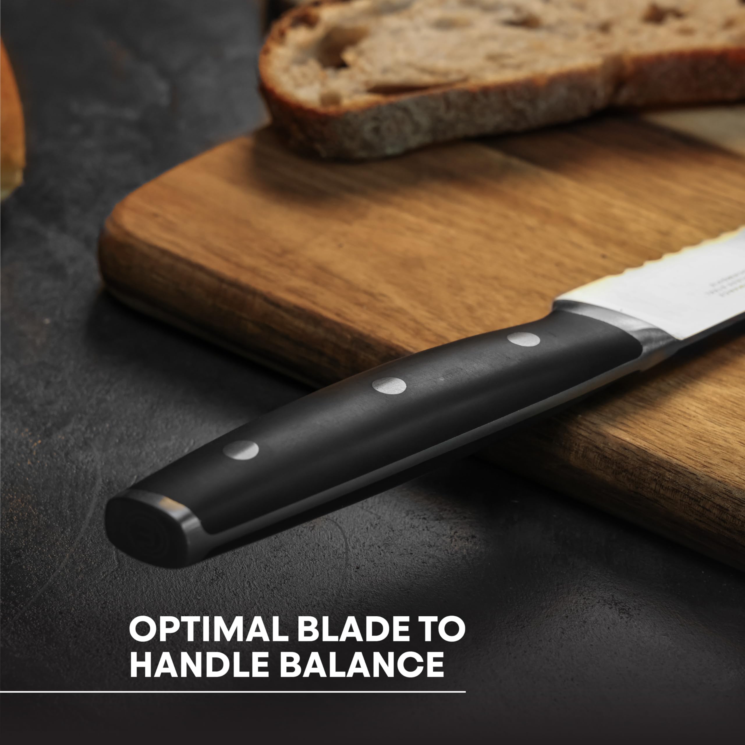 MasterChef Bread Knife 13" with High Carbon Stainless Steel Blade and Triple Riveted Handles, Professional Quality Kitchen Knife for Precision Cooking at Home, Perfectly Balanced, Razor Sharp