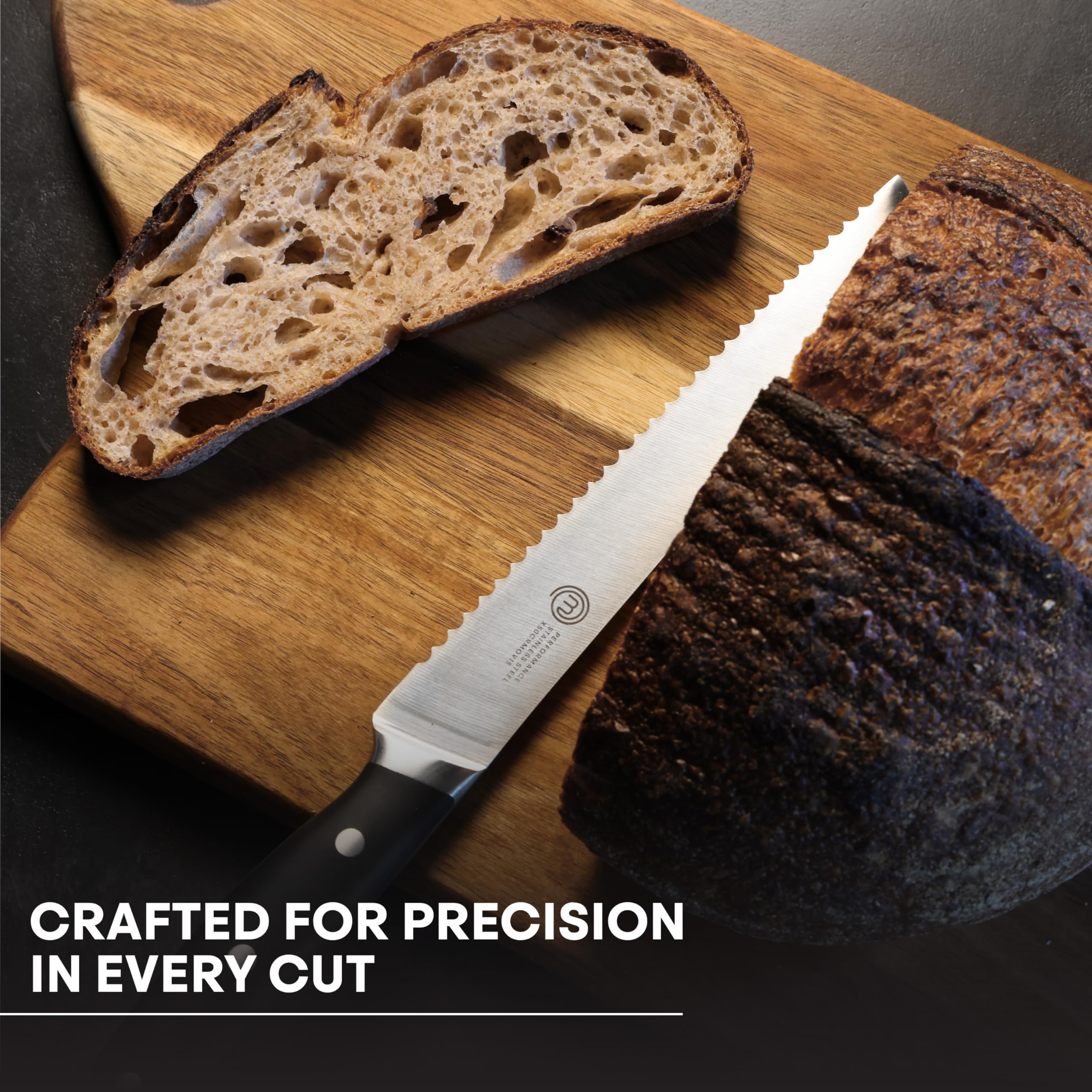 MasterChef Bread Knife 13" with High Carbon Stainless Steel Blade and Triple Riveted Handles, Professional Quality Kitchen Knife for Precision Cooking at Home, Perfectly Balanced, Razor Sharp