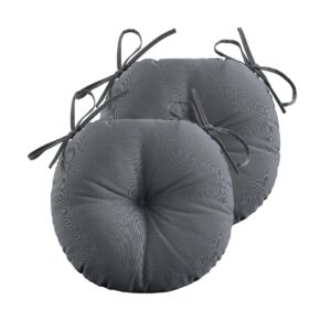 zeolabs bistro chair cushions,15 inch waterproof tufted outdoor round chair cushions with ties for patio furniture,set of 2,dark grey