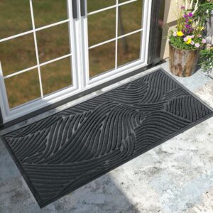 yimobra front door mat outdoor entrance, ultra water absorbent, heavy duty patio guard welcome matt, non-slip rubber backing, easy clean shoe scraper, indoor, entryway, 47x24 inch, dark grey