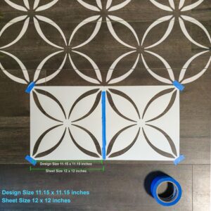 2 Pcs12 x 12" Tile Stencil Painting Stencil for Walls and Floors - Reusable - Stencils for Painting - Stencil for Home Decor (Design-4)