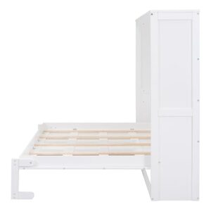 DEYOBED Full Size Multifunctional Murphy Bed, Comfortable Wall Bed for Bedroom Apartment Dorm, Can be Folded Away into a Cabinet, No Box Spring Needed, White