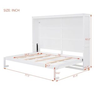 DEYOBED Full Size Multifunctional Murphy Bed, Comfortable Wall Bed for Bedroom Apartment Dorm, Can be Folded Away into a Cabinet, No Box Spring Needed, White