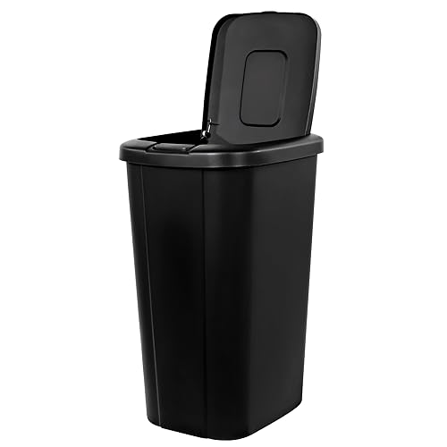 FGriD 13.3 Gallon Trash Can, Plastic Touch Top Kitchen Trash Can, Black