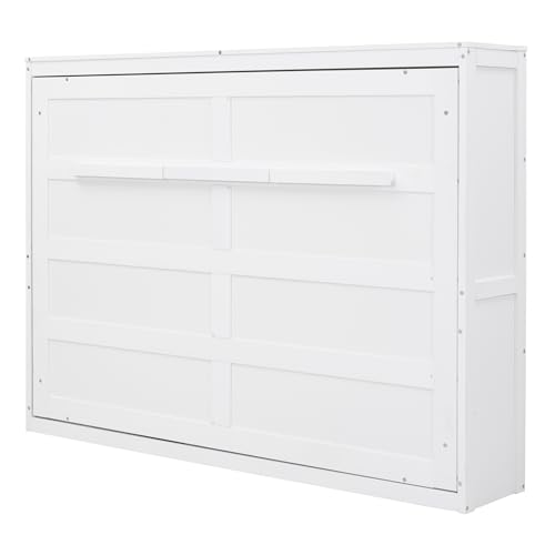 DEYOBED Full Size Multifunctional Murphy Bed, Comfortable Wall Bed for Bedroom Apartment Dorm, Can be Folded Away into a Cabinet, No Box Spring Needed, White