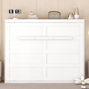 DEYOBED Full Size Multifunctional Murphy Bed, Comfortable Wall Bed for Bedroom Apartment Dorm, Can be Folded Away into a Cabinet, No Box Spring Needed, White