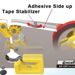 Excell Stainless Steel Tape Bag Sealer ET-606STK EZ-Cut, Tape Sealer with Trimmer and Stabilizer, 0.5" Wide Bag Taper with 3" Core