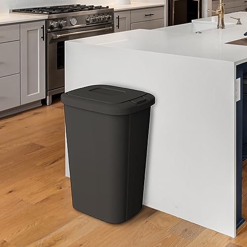 FGriD 13.3 Gallon Trash Can, Plastic Touch Top Kitchen Trash Can, Black